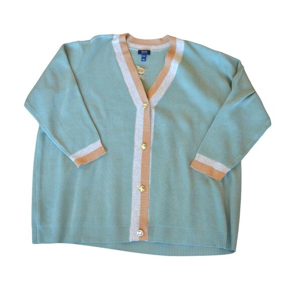 NWOT Denim & Co Signature Novelty Button Sweater Knit Cardigan Mint Blue Size 3X - Picture 7 of 7